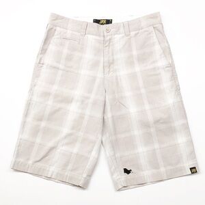 Lost cream plaid flat front shorts